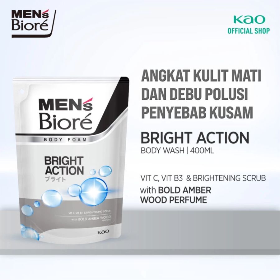 Men's Biore Bright Action Body Foam Refill 400ml