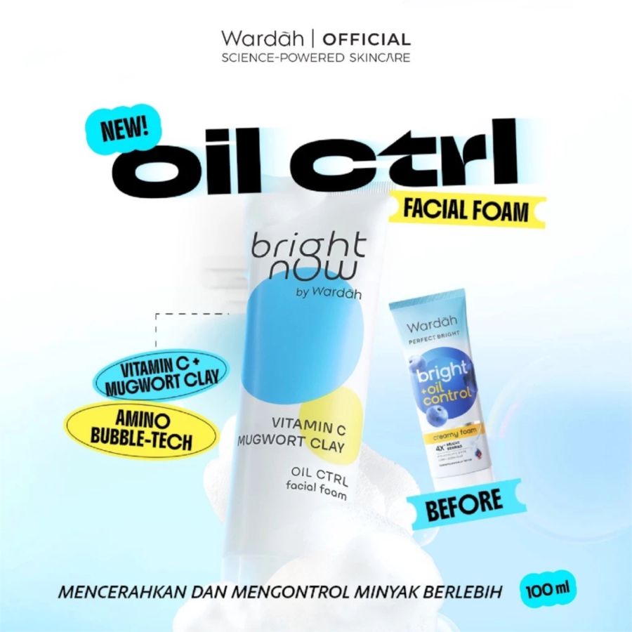 Wardah Bright Now Vitamin C Mugwort Clay Oil Ctrl Facial Foam 100ml