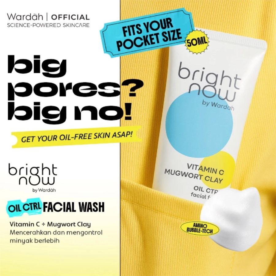 Wardah Bright Now Vitamin C Mugwort Clay Oil Ctrl Facial Foam 100ml