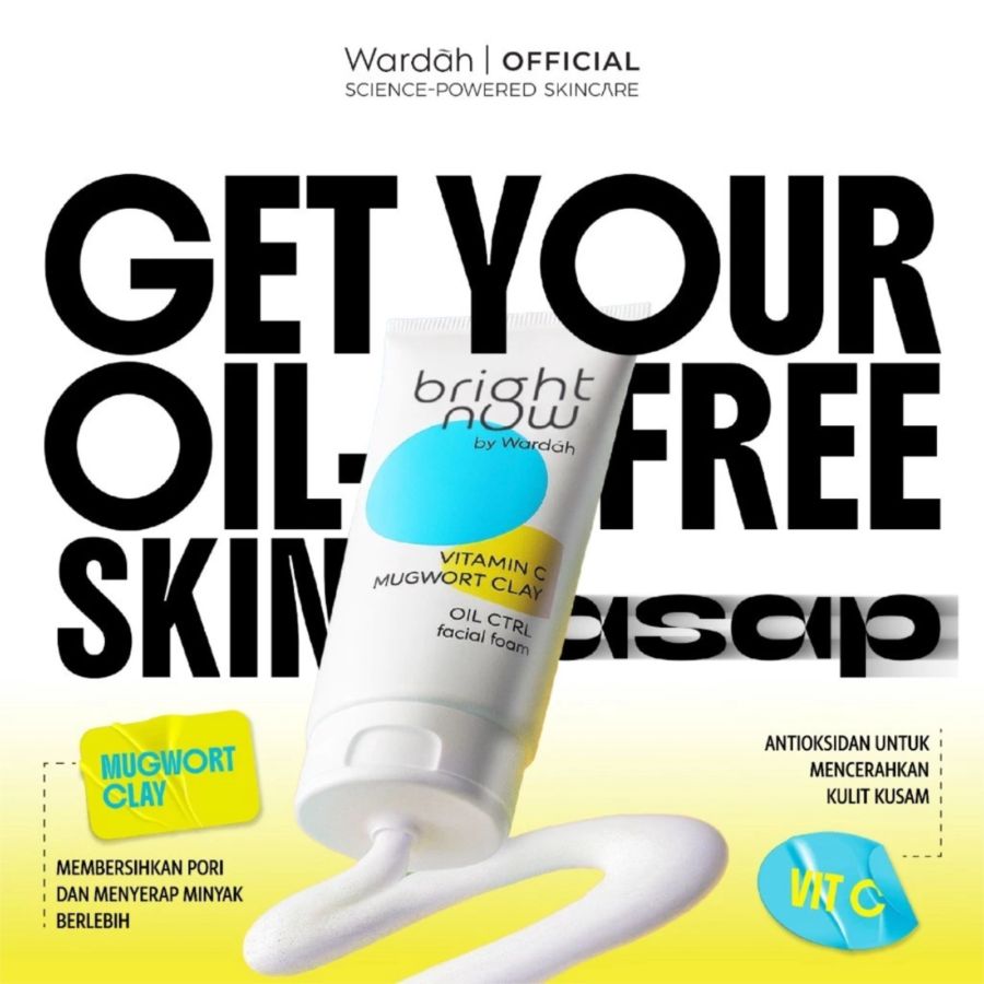Wardah Bright Now Vitamin C Mugwort Clay Oil Ctrl Facial Foam 100ml