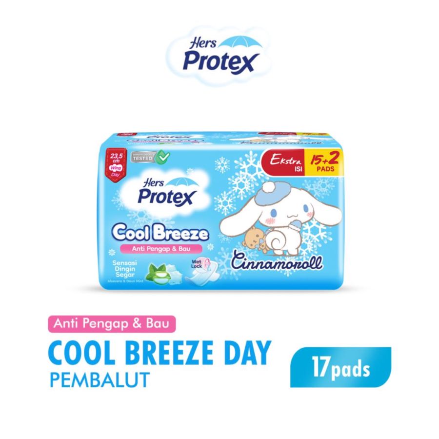 Hers Protex Cool Breeze Cinnamoroll Day Wing 23.5cm Pembalut Kewanitaan 17pads