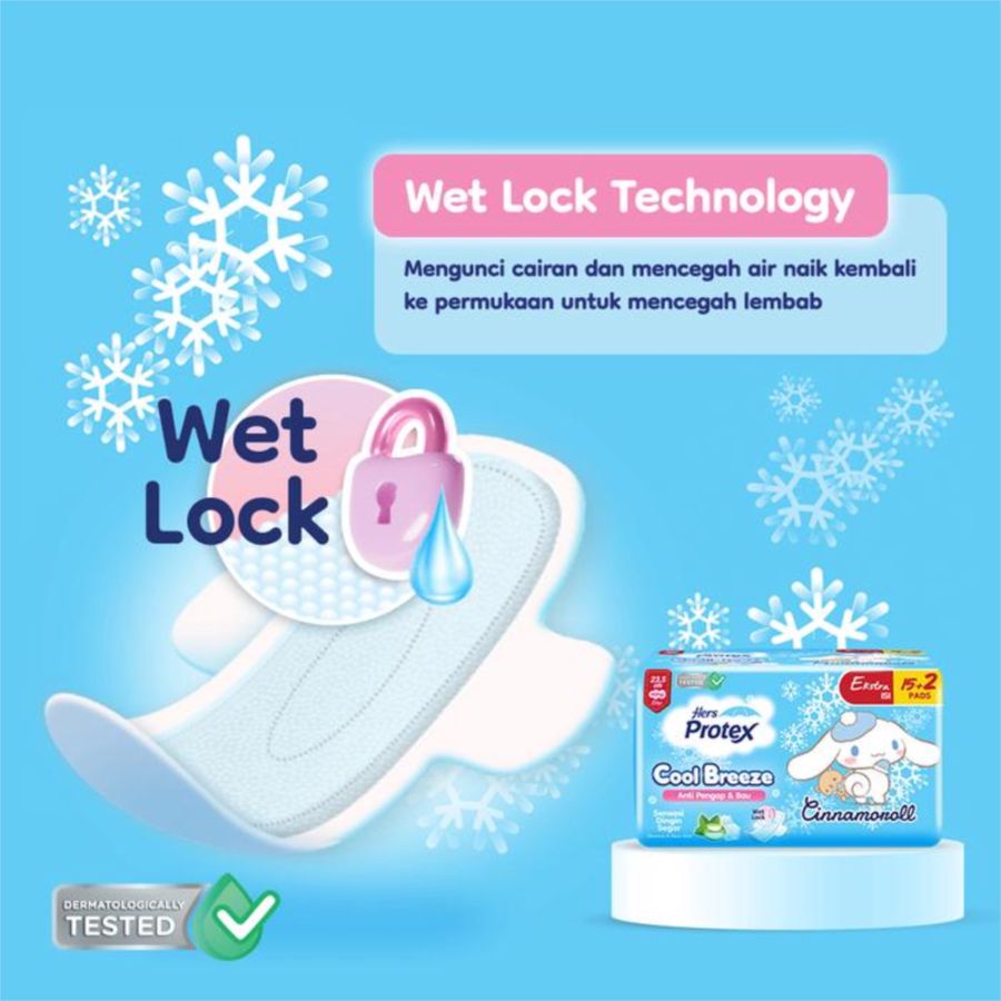 Hers Protex Cool Breeze Cinnamoroll Day Wing 23.5cm Pembalut Kewanitaan 17pads