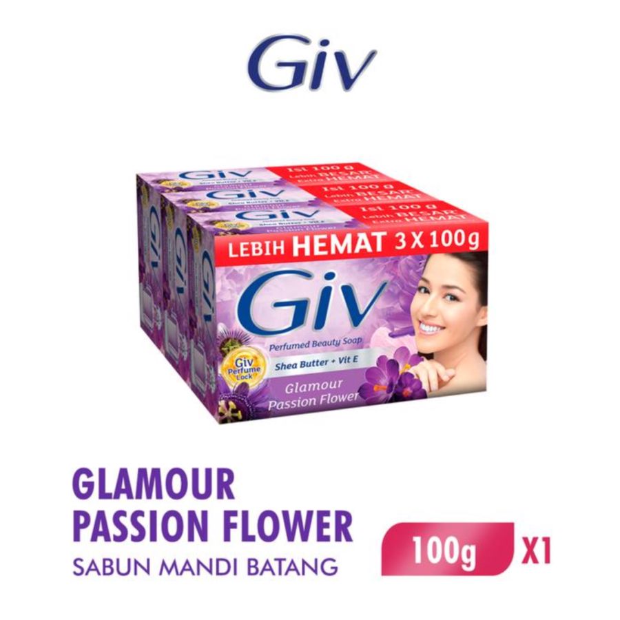 Giv Glamour Passion Flowers Sabun Batang 3pcs x 100gr 1pack