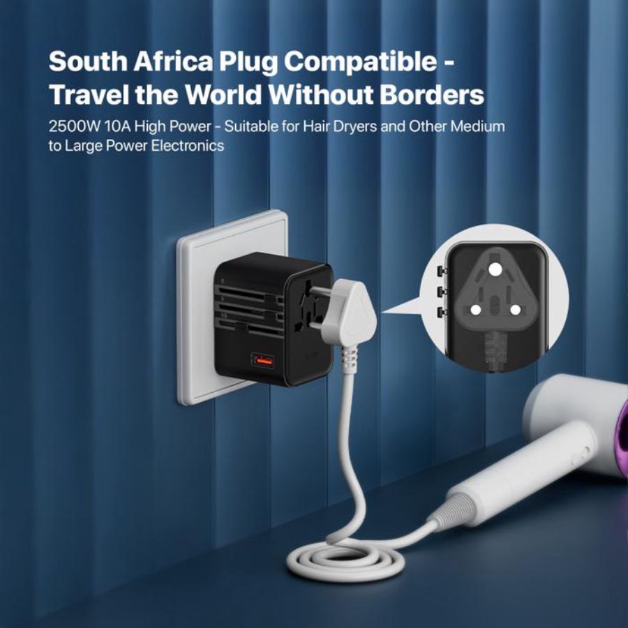 Kiip Universal Travel Adapter GaN 25 Watt Hitam C27T 1pcs