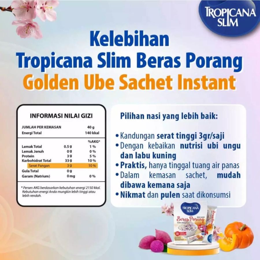 Tropicana Slim Beras Porang Instan Golden Ube 7 sachets 280gram
