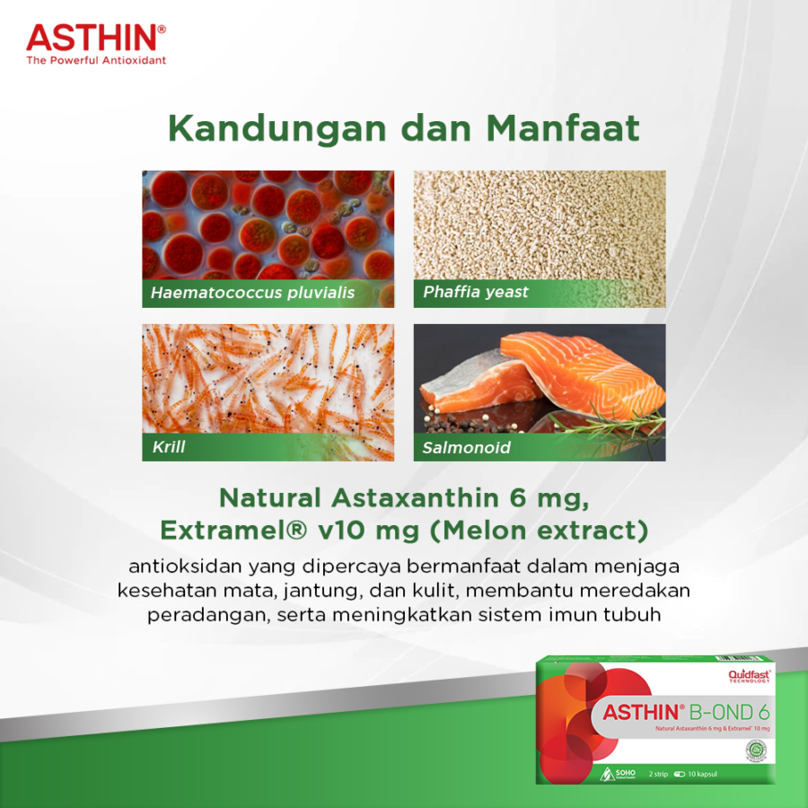 Asthin B-OND 6 Suplemen Antioksidan 10 Kapsul 2 Strips 1pcs