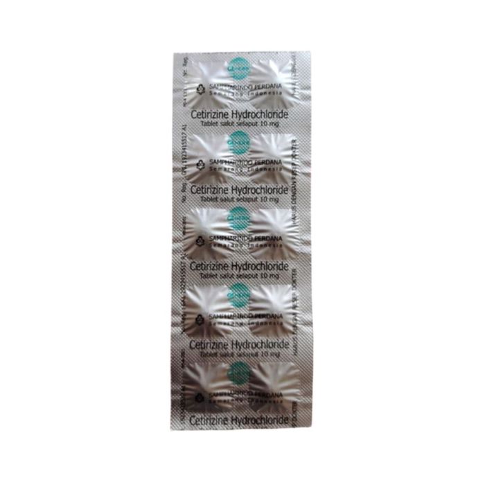 Cetirizine 10 mg Obat Rhinitis dan Gatal Alergi 1 Strip
