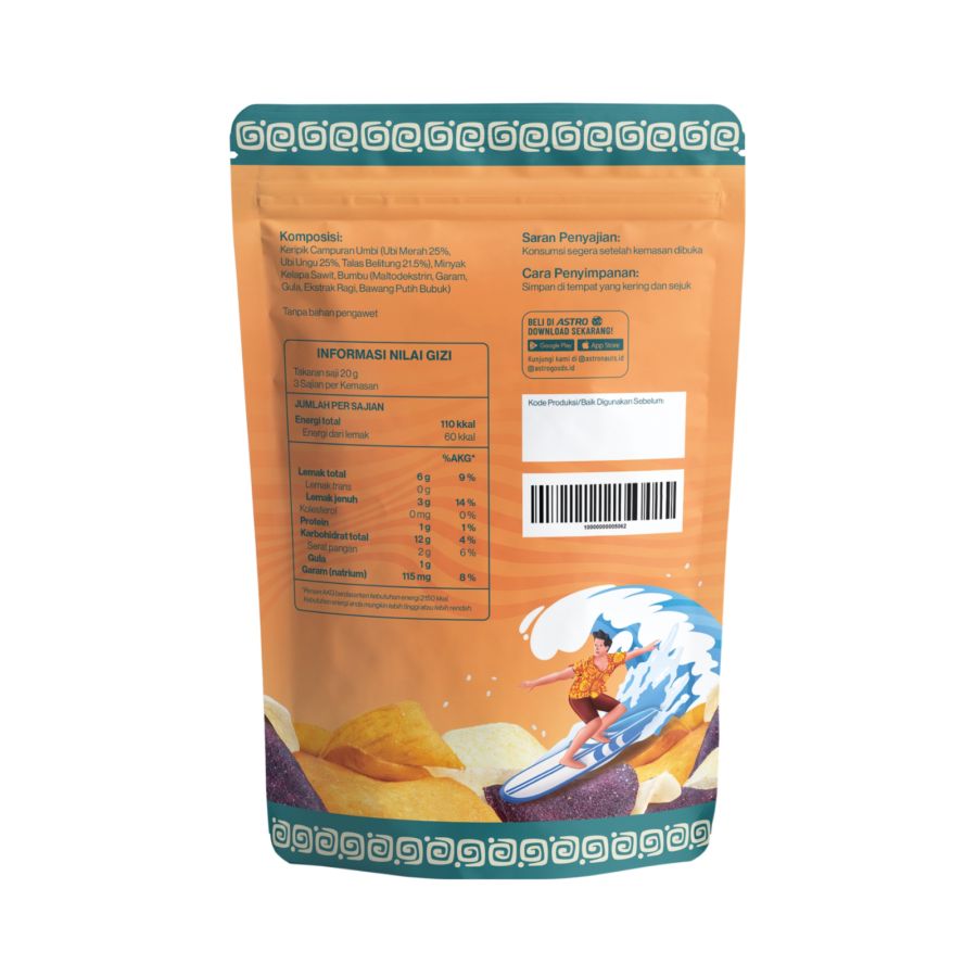 Hawaiian Mixed Roots Keripik Campuran Ubi Original Sea Salt Astro Goods 60gram