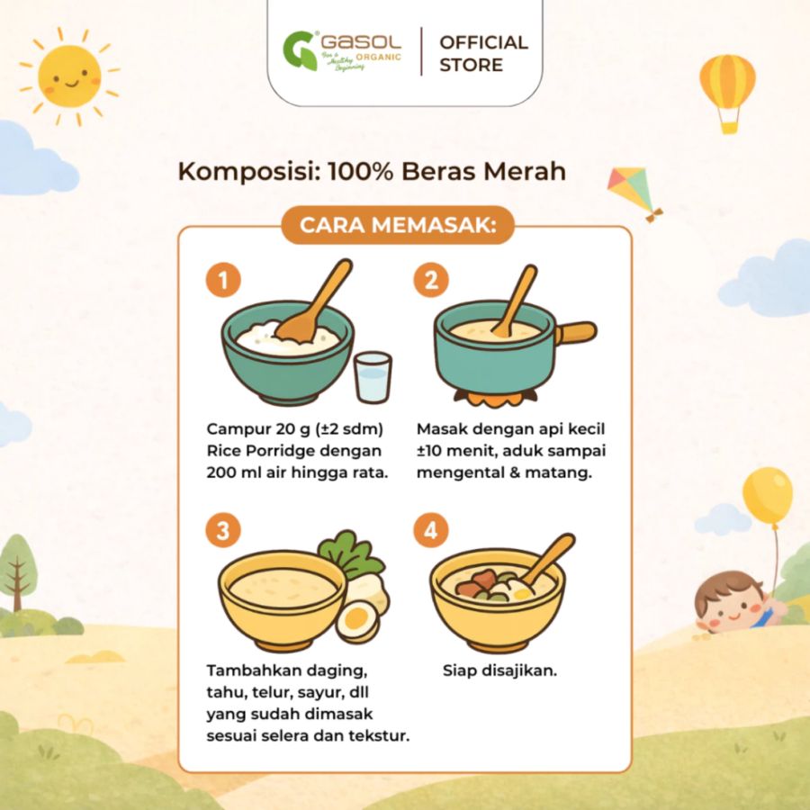 GASOL Organic Flour Red Rice MPASI 200gram
