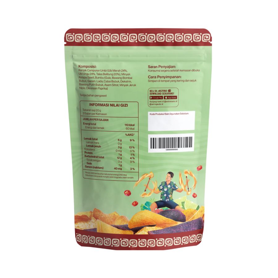 Hawaiian Mixed Roots Keripik Campuran Ubi Chili Lime Astro Goods 60gram