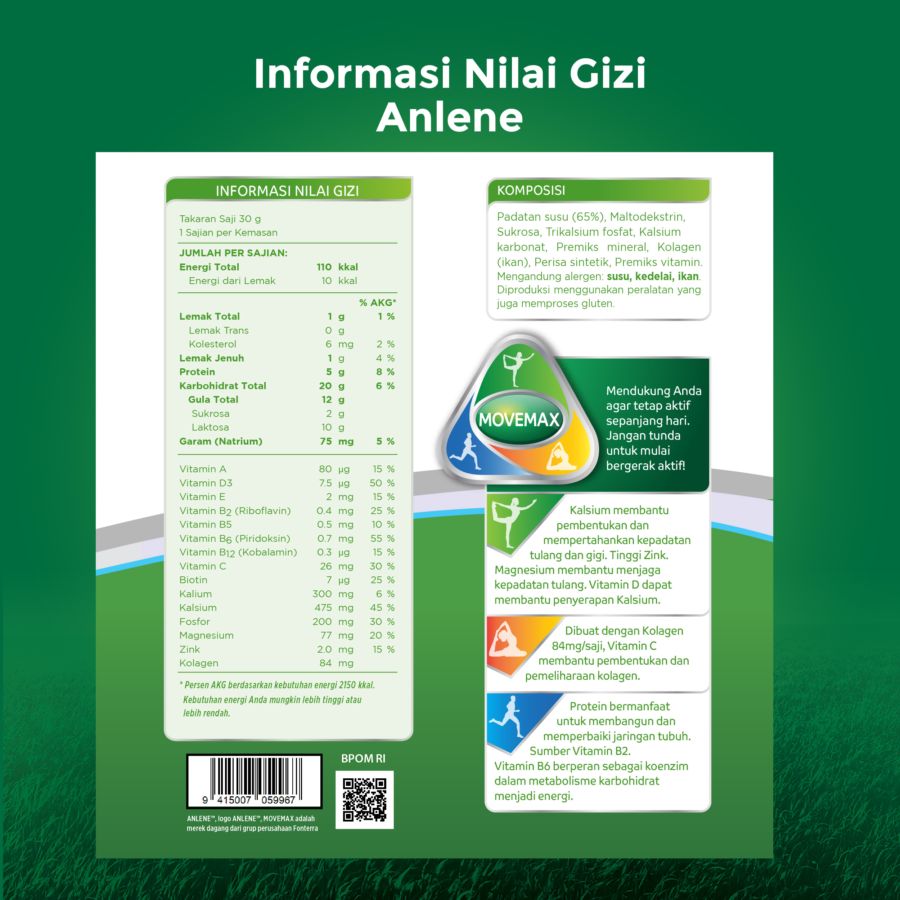 Anlene Actifit 3X Vanila Stickpack Pouch 5x30gr 150gram