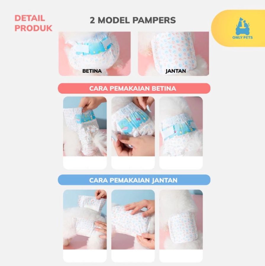 Paw Power Travelling Pet Diapers Popok Pampers Anjing Jantan Full Size S 1pack