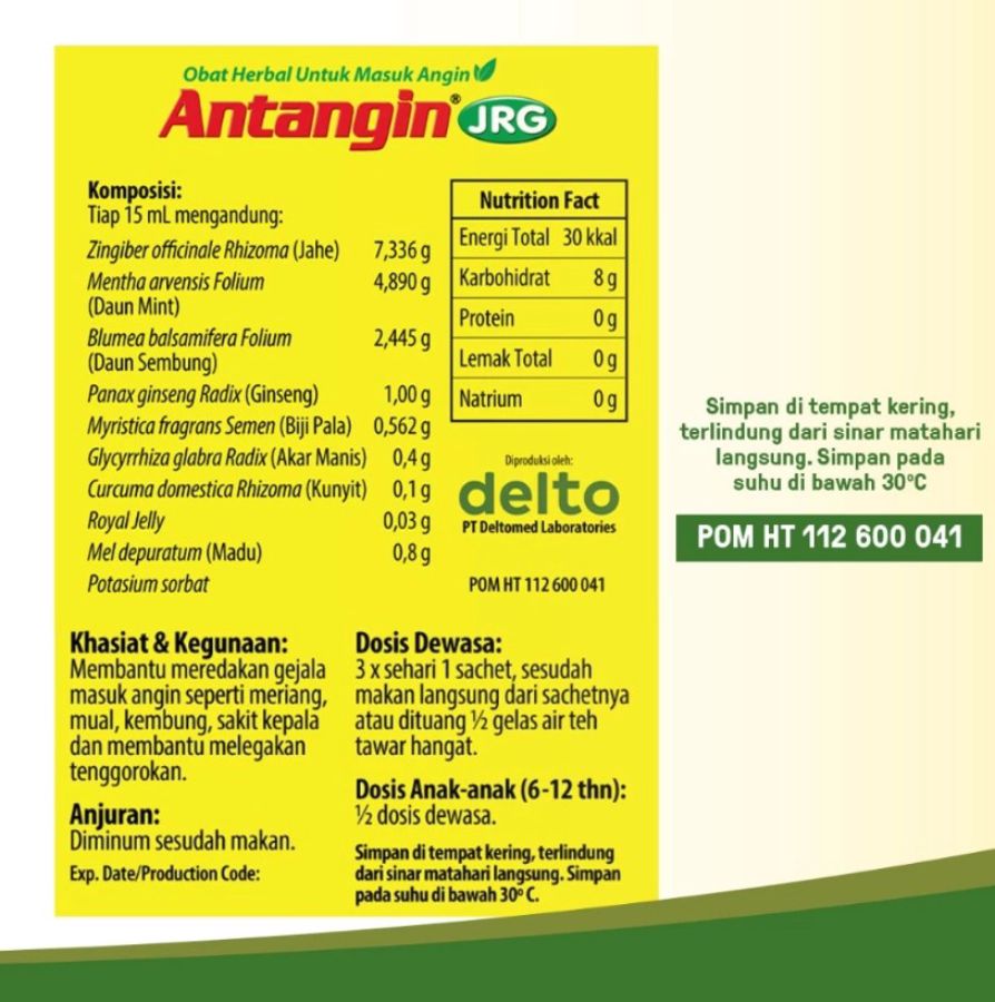 Antangin JRG Madu Meredakan Masuk Angin 12 Sachets 1box