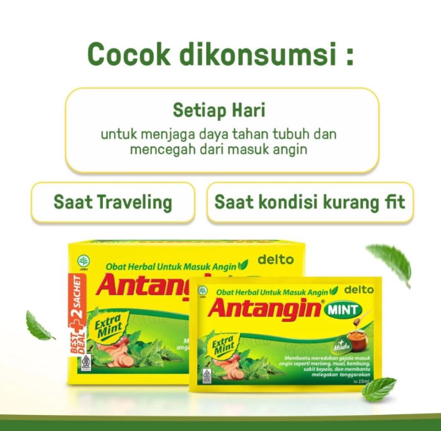 Antangin Mint Sirup Herbal Masuk Angin 12sachets 1box