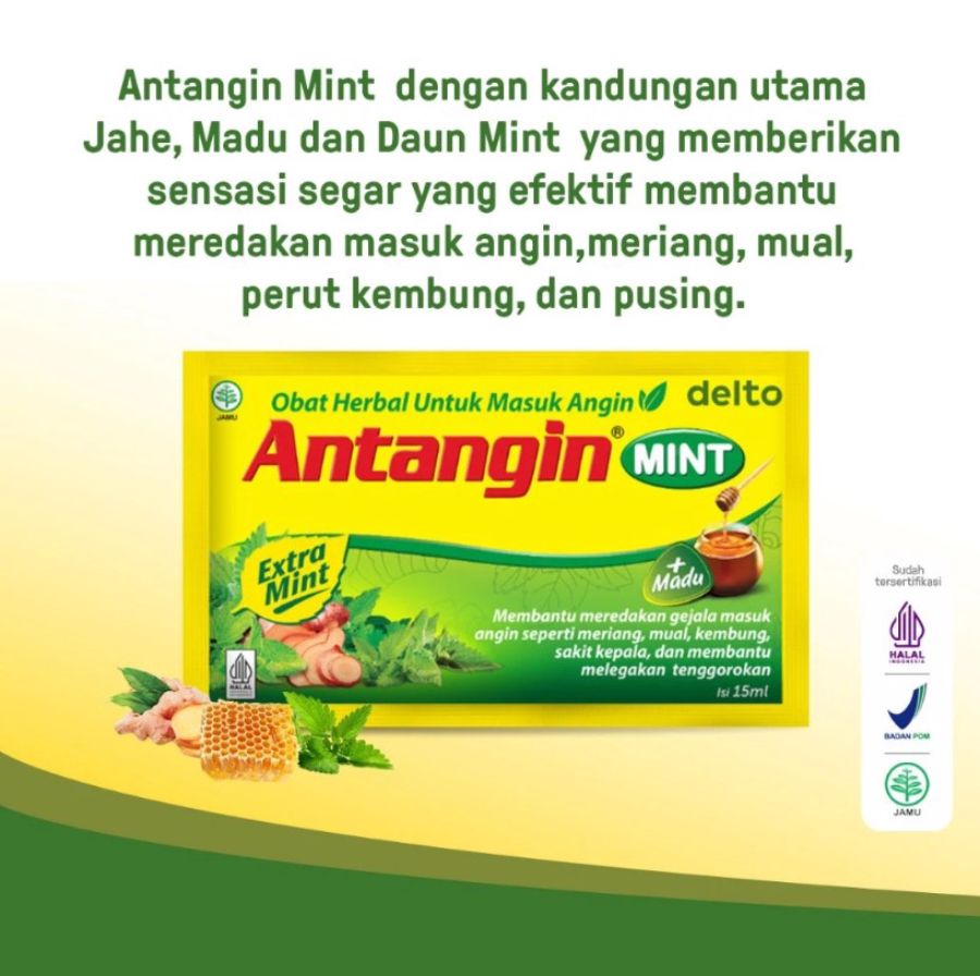 Antangin Mint Sirup Herbal Masuk Angin 12sachets 1box