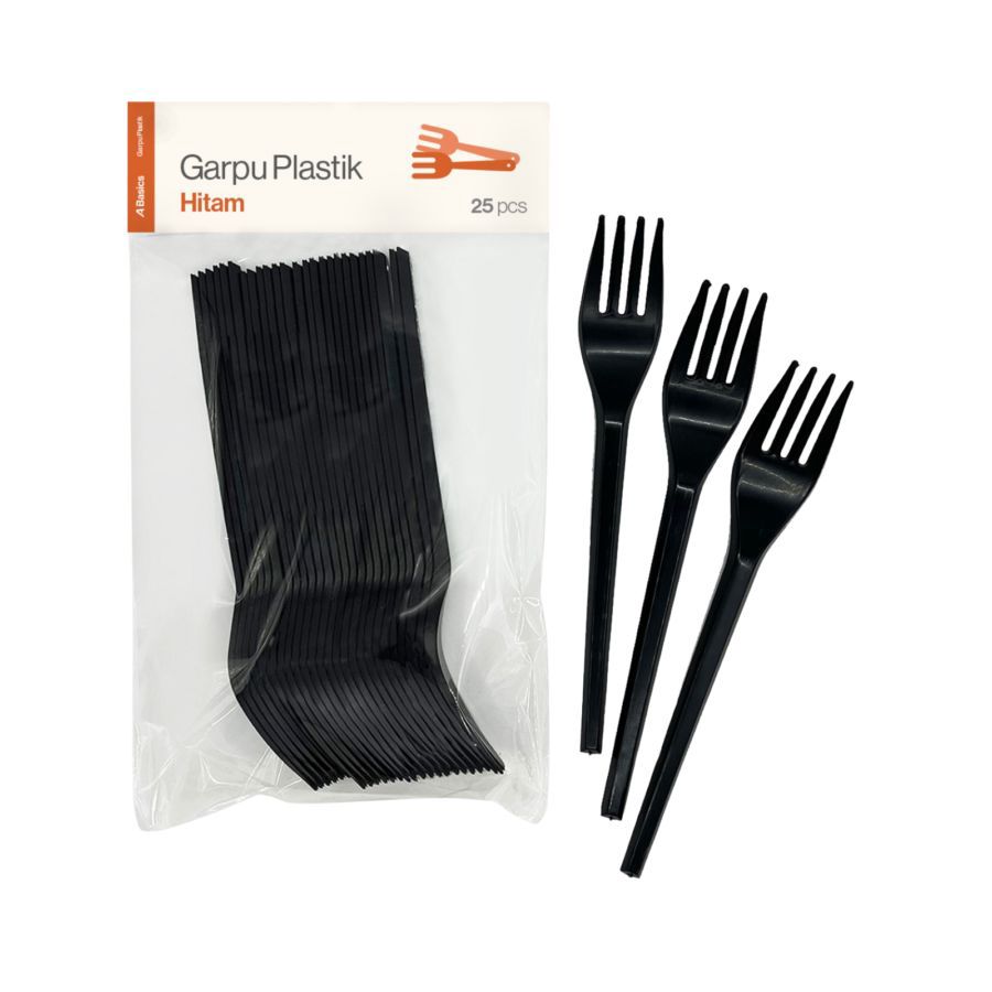 Garpu Plastik Hitam A Basics Isi 25 pcs 1pack