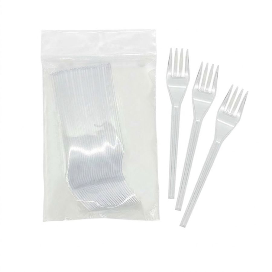 Garpu Plastik Bening A Basics Isi 25 pcs 1pack