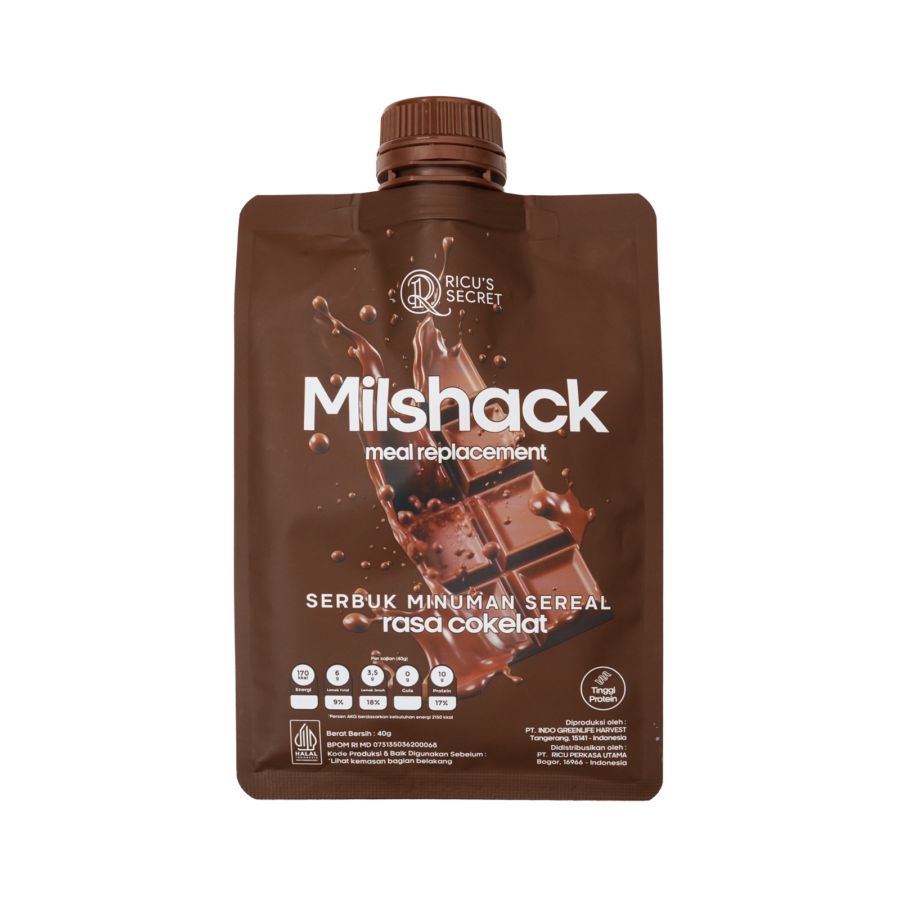 Ricu's Secret Milshack Meal Replacement Cokelat Pouch 40 gram 1pcs