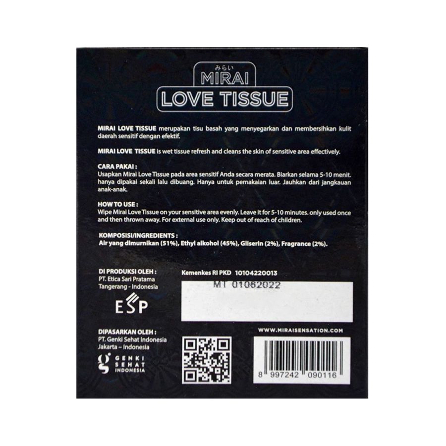 Mirai Love Tissue 3 Sachet 1pack