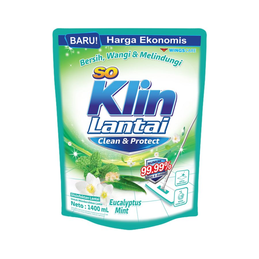 SoKlin Lantai Eucalyptus Mint Pembersih Lantai Pouch 1400ml