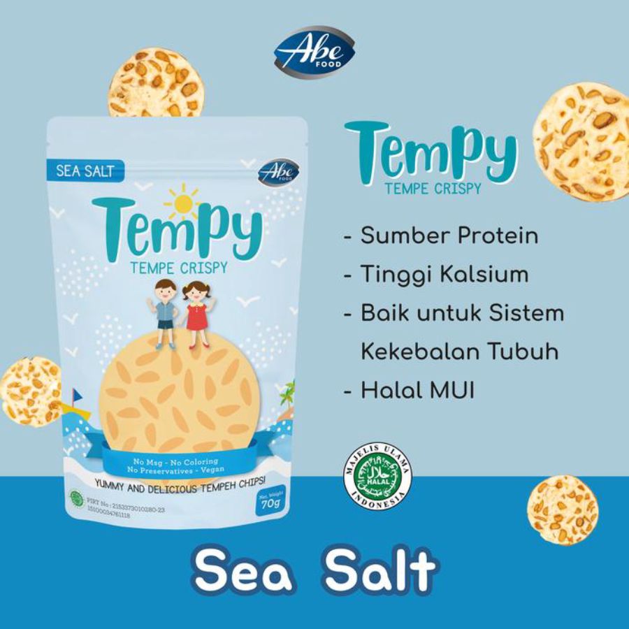 Abe Food Tempy Tempe Crispy Sea Salt Snack Anak 70gram