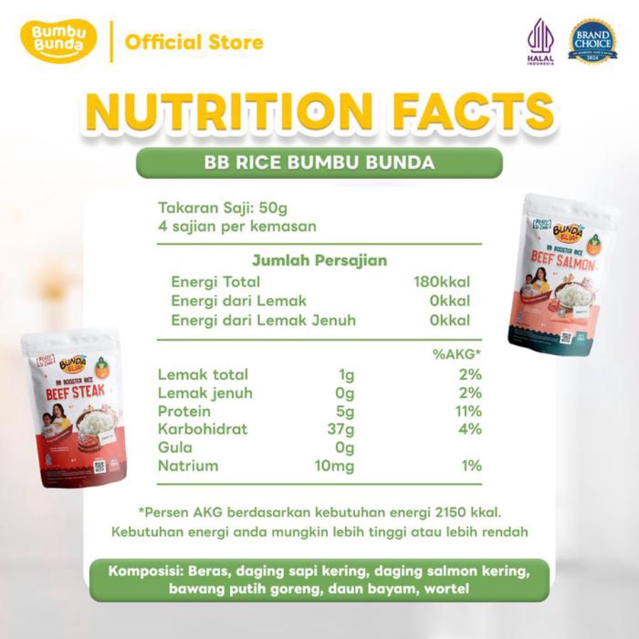 Bumbu Bunda Elia BB Booster Rice Beef Salmon MPASI 200gram