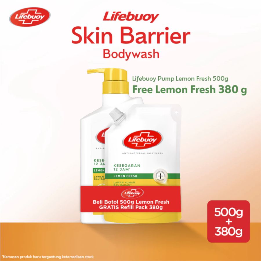 Buy 1 Lifebuoy Lemon Fresh Anti Bacterial Body Wash Pump 500gram Get 1 Lifebuoy Lemon Fresh Anti Bacterial Body Wash Pouch 380gram 1pack