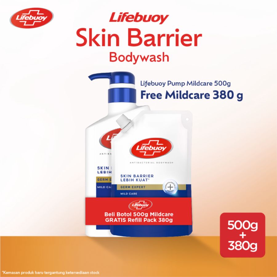 Buy 1 Lifebuoy Mild Care Antibacterial Body Wash Pump 500gram Get 1 Lifebuoy Mild Care Antibacterial Body Wash Pouch 380gram 1pack