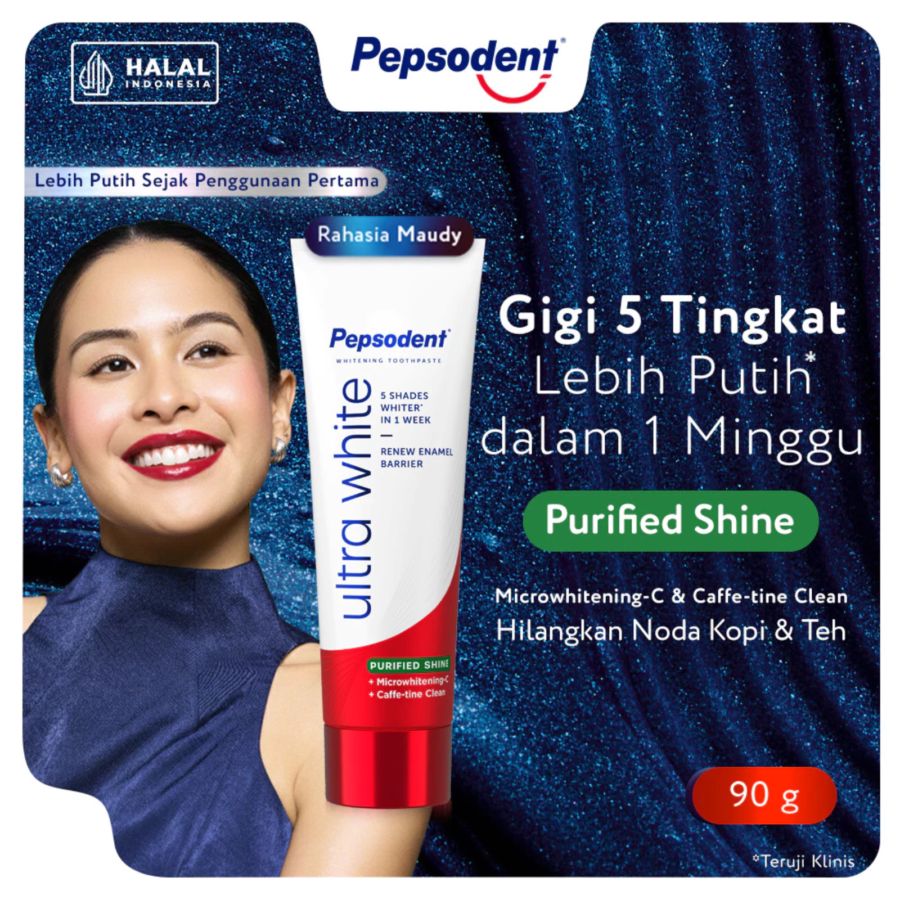 Pepsodent Ultra White Purified Shine Pasta Gigi 90gram