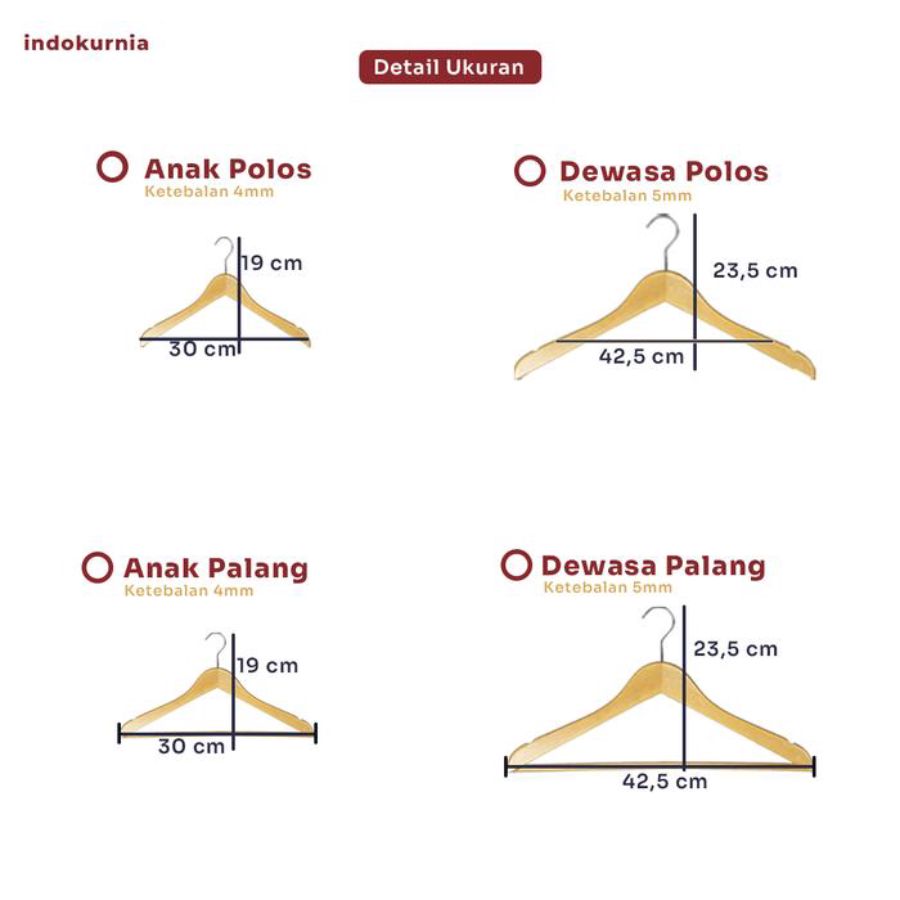 Indokurnia Hanger Dewasa Palang Natural 1pcs