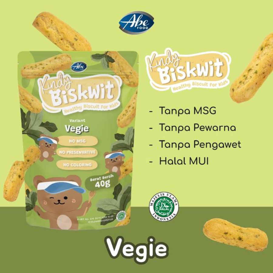 Abe Food Kindy Biskwit Veggie Snack Sehat Anak 40gram