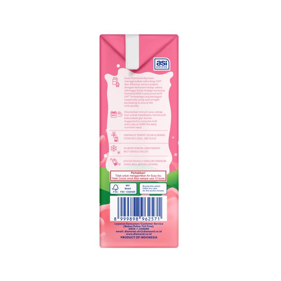 Diamond Strawberry Susu UHT 200ml