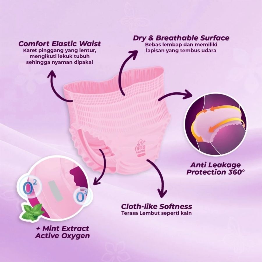 Bagus Nina Anion Menstrual Pants Size M-L 2pads