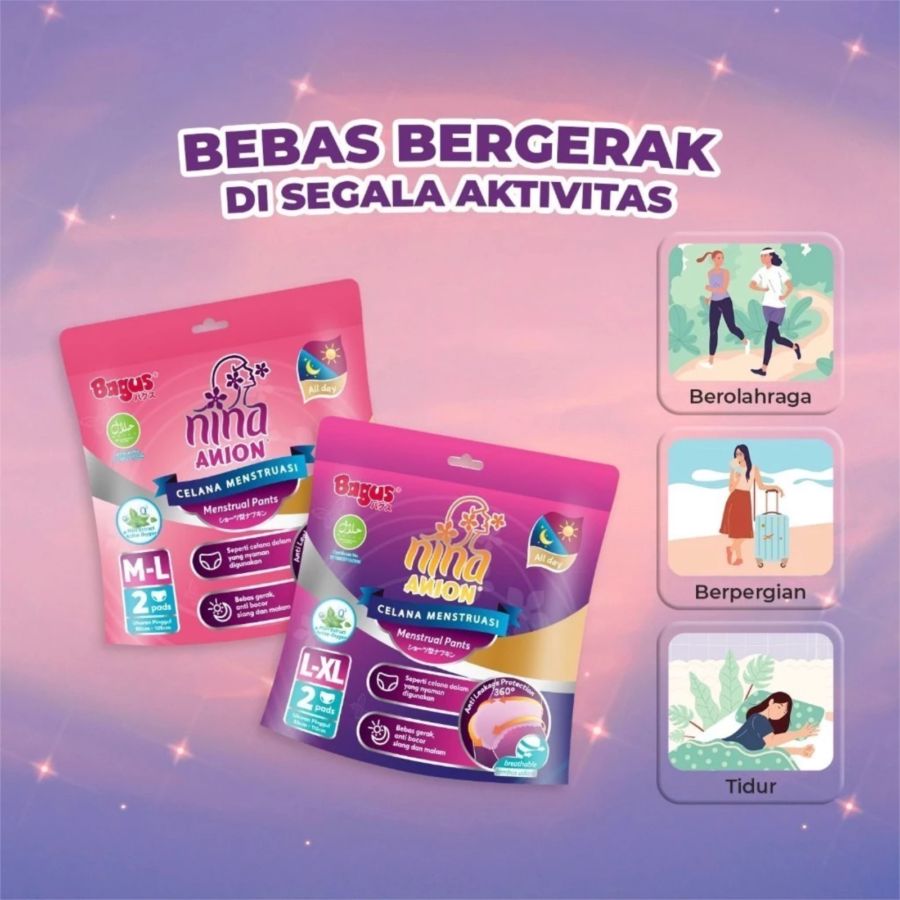 Bagus Nina Anion Menstrual Pants Size M-L 2pads