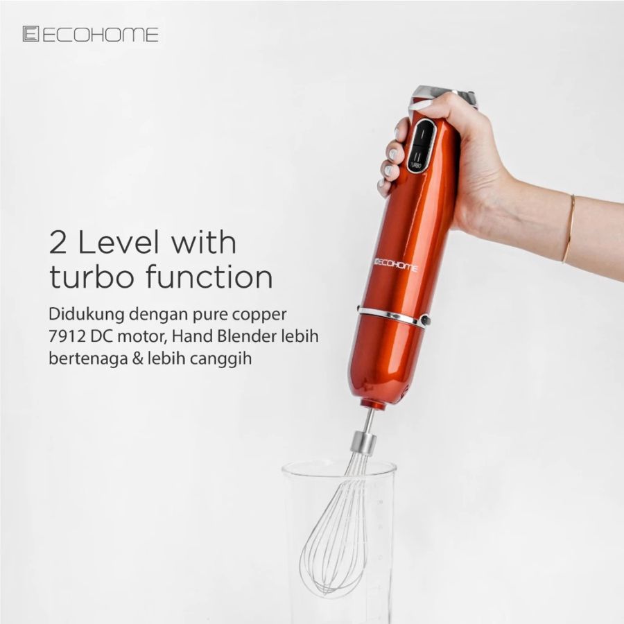 Ecohome Hand Blender Kapasitas 0.8L Obsidian Black Set EHB333 1pcs