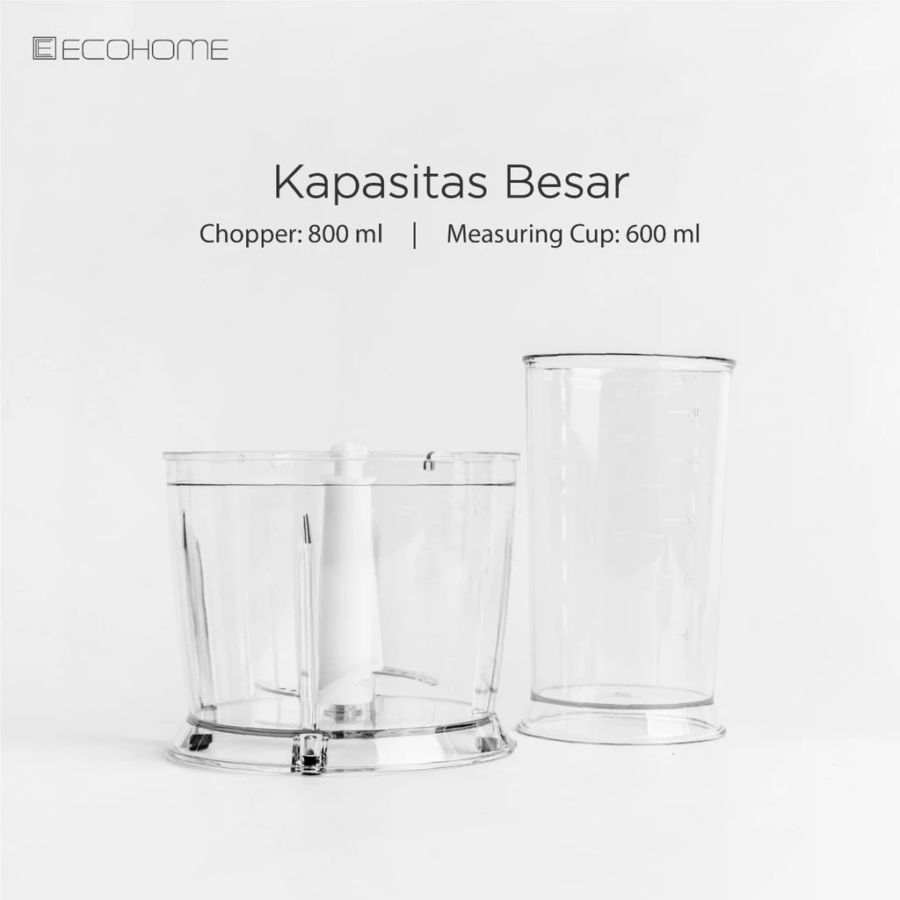 Ecohome Hand Blender Kapasitas 0.8L Obsidian Black Set EHB333 1pcs
