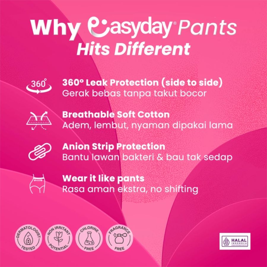 Easyday Soft Cotton Period Pants Size S/M Waist 60-105cm Pembalut Kewanitaan 3pads