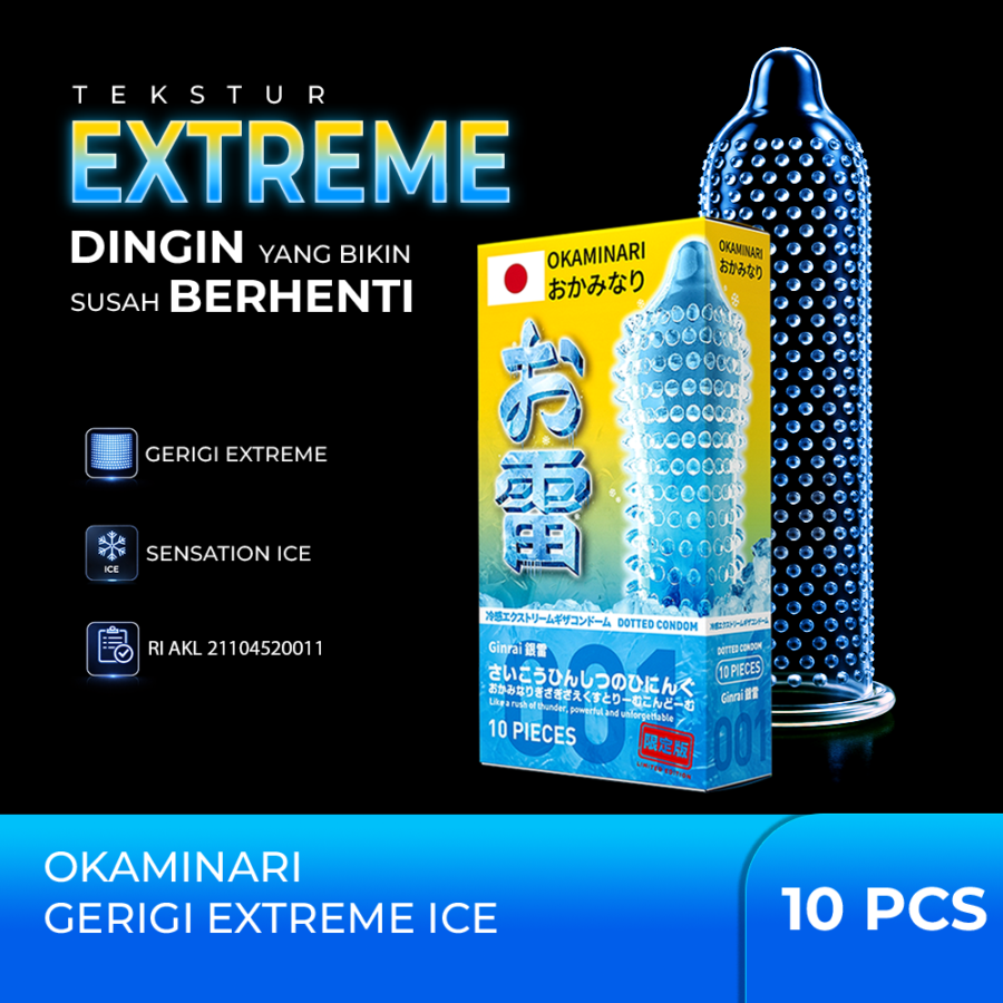 Okaminari 001 Gerigi Extreme Ice Ginrai Kondom Pria 10sachets