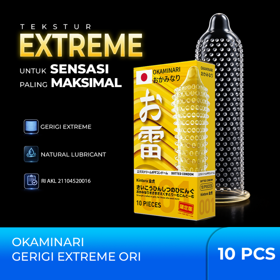 Okaminari 001 Kintora Gerigi Extreme Original Kondom Pria 10sachets