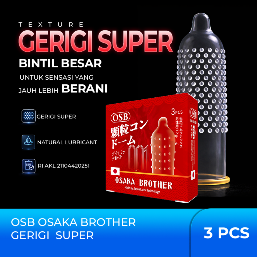 Osaka Brother 001 Merah Gerigi Super Kondom Pria 3sachets