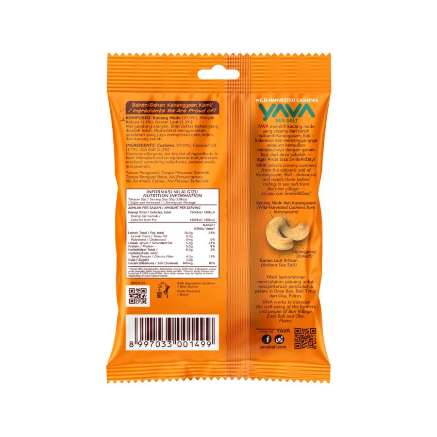Yava Sea Salt Cashew 32gram 1pcs