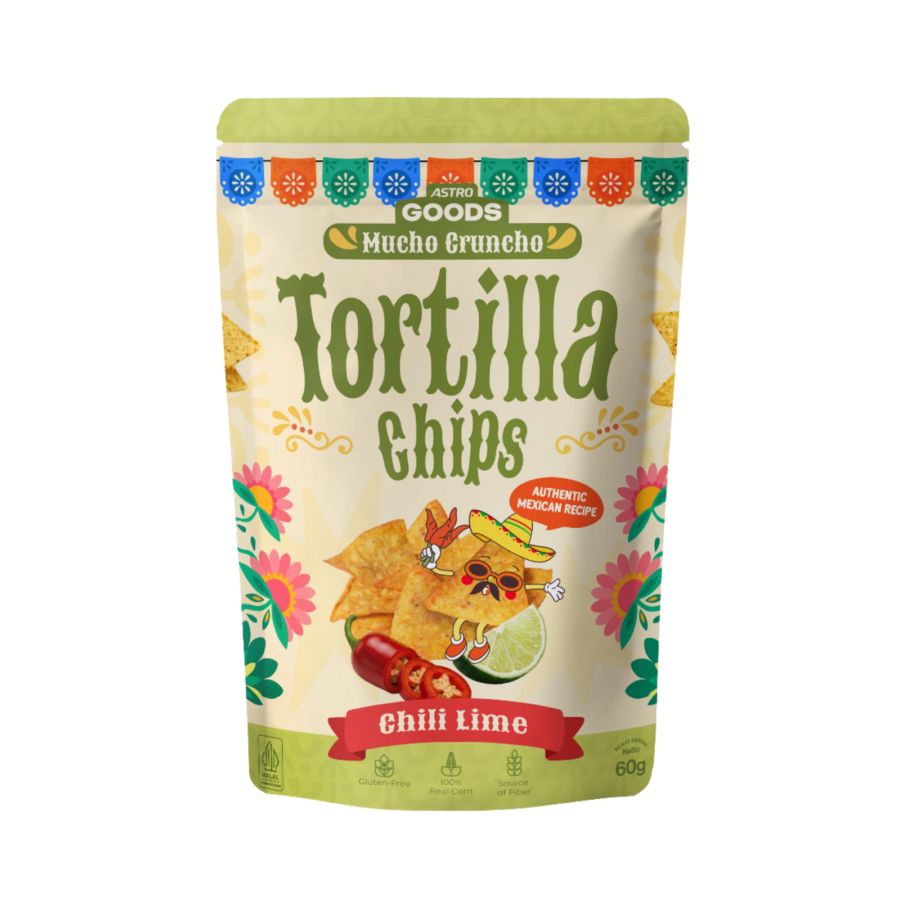 Tortilla Chips Mucho Cruncho Chili Lime Astro Goods 60 gram 1pcs