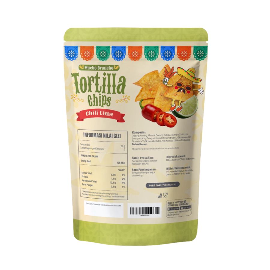 Tortilla Chips Mucho Cruncho Chili Lime Astro Goods 60 gram 1pcs