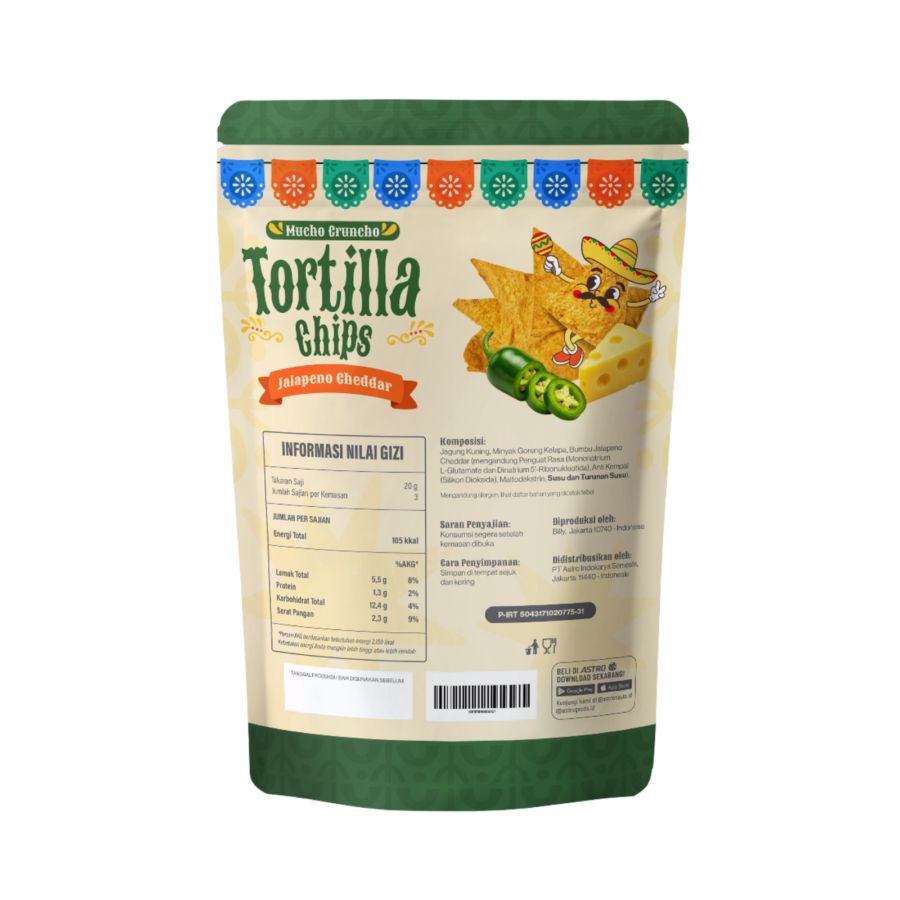 Tortilla Chips Mucho Cruncho Jalapeno Cheddar Astro Goods 60gram 1pcs