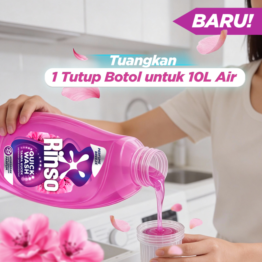 Rinso Quick Wash Perfume Breeze Deterjen Cair 650gram