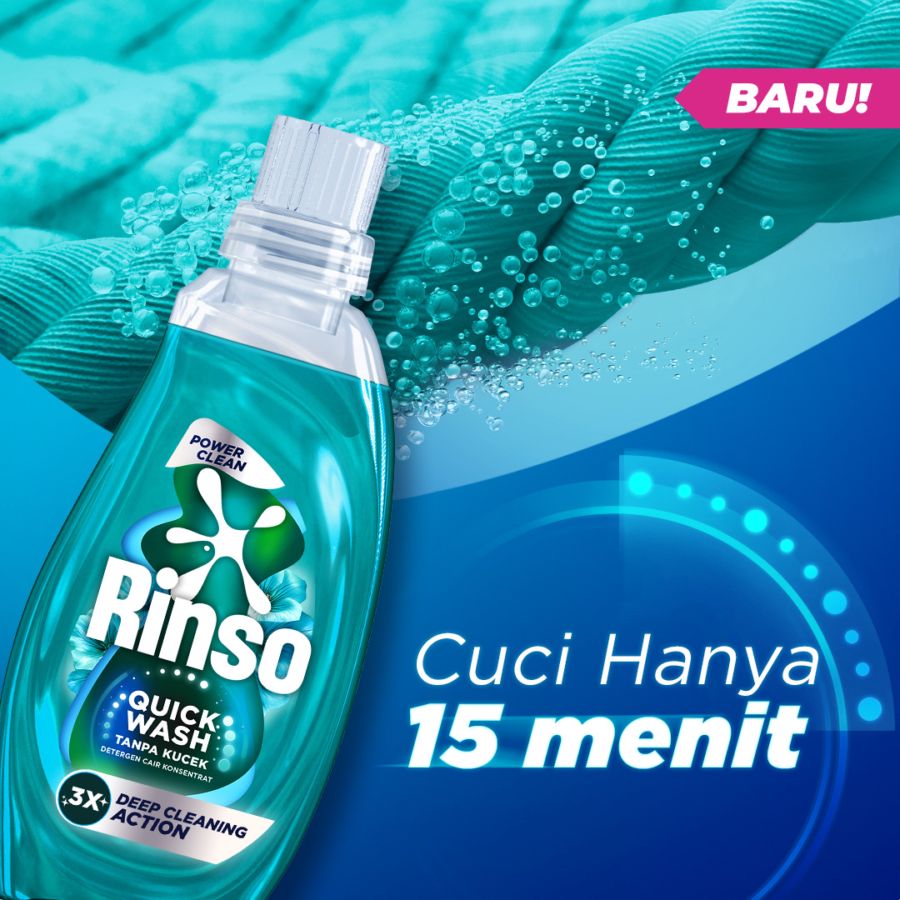 Rinso Quick Wash Power Clean Deterjen Cair 650gram