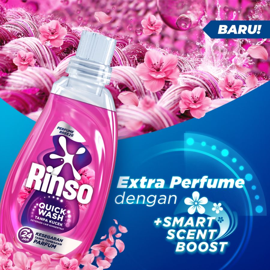 Rinso Quick Wash Perfume Breeze Deterjen Cair 650gram