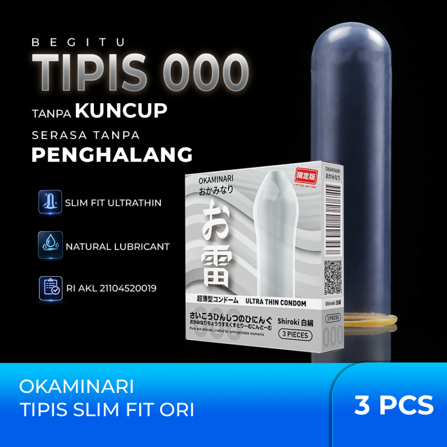 Okaminari 000 Shiroki Ultra Thin Kondom Pria 3sachets