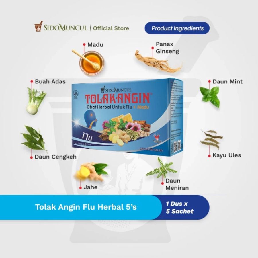 Tolak Angin Flu Obat Flu Batuk Demam Pusing 5 sachets 1box