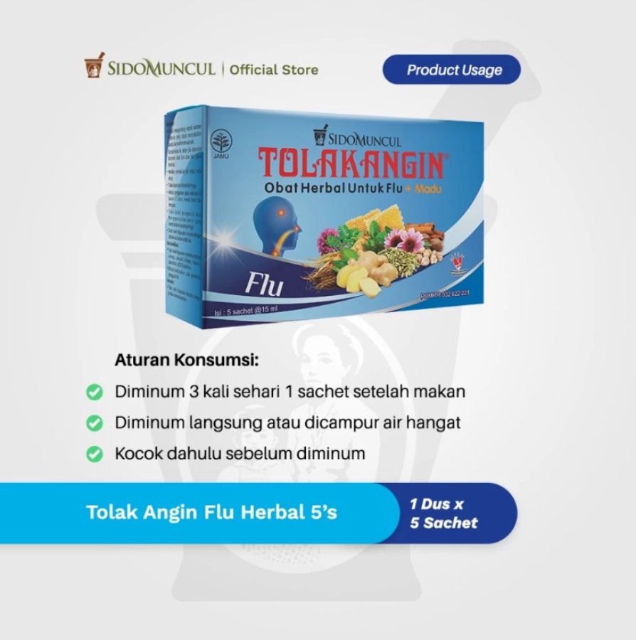 Tolak Angin Flu Obat Flu Batuk Demam Pusing 5 sachets 1box